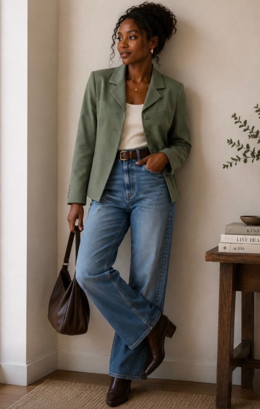 Vintage Preview Collection Sage Green Tailored Blazer Lined Women’s Size 12 Y2K